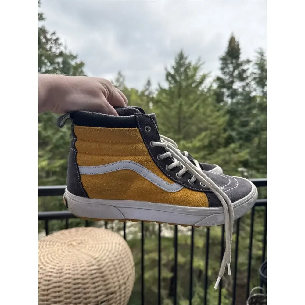 Vans Sk8 Hi Top MTE Juniors 7 Yellow Gray suede shoes Skate Shoes Sneakers